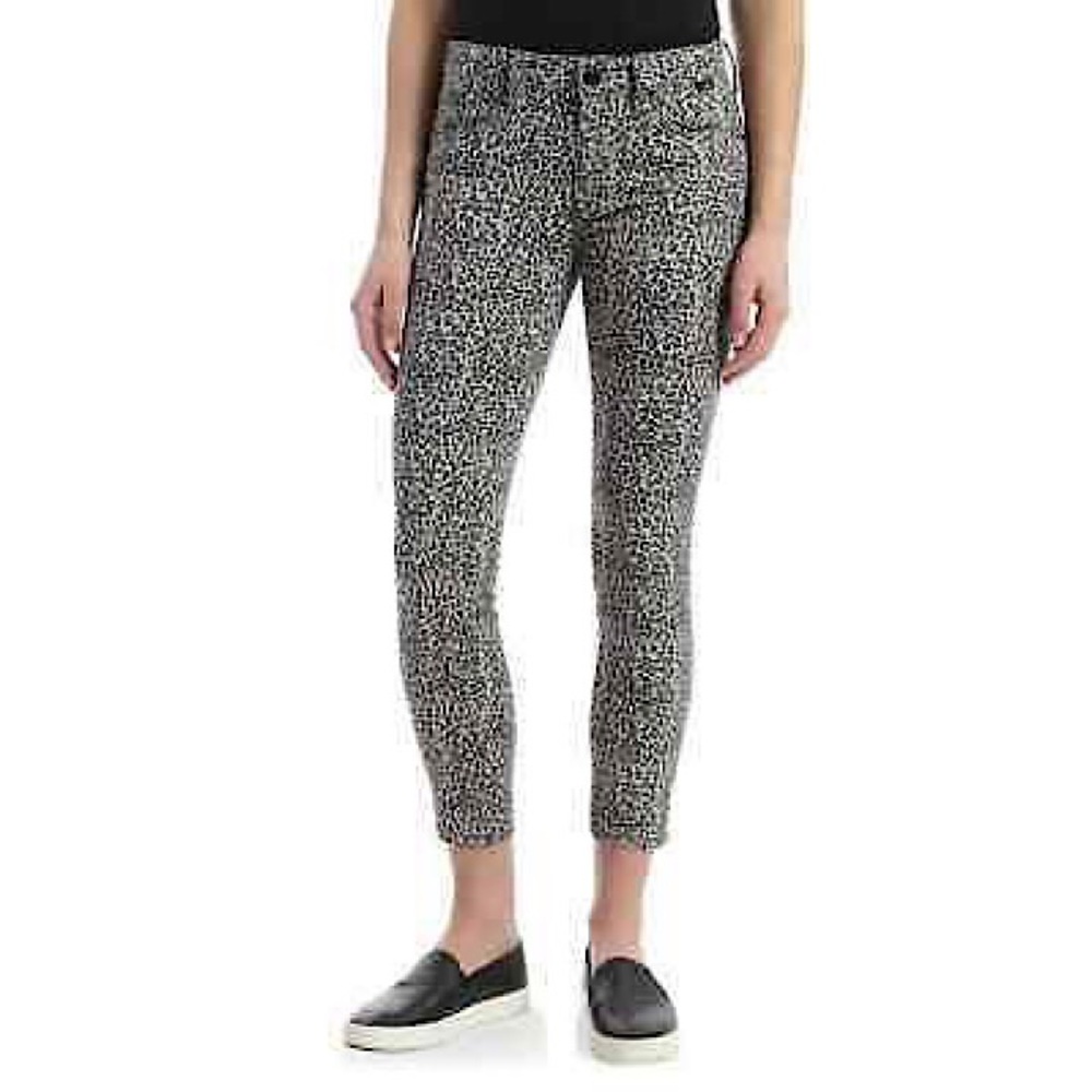Mavi Tess Grey Leopard Print High Rise Cropped Skinny Jeans Women's Denim